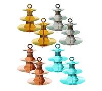 Paquete de 8 soportes redondos de cartón dorado de 3 niveles para cupcakes, torre de postre para 24 cupcakes, adecuado para bodas, cumpleaños, baby shower y fiestas de festivales