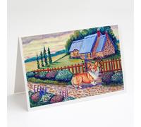 Paquete de 8 tarjetas de felicitaci?n y sobres de Pembroke Corgi at the Cottage