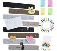 Paquete de 8 tiras de fieltro para tablón de anuncios con almohadillas adhesivas seguras para la pared y chinchetas, tableros de anuncios para fotos, llaves, notas, oficina (Gris-marrón)