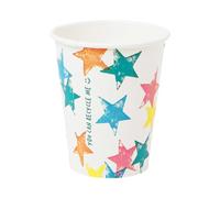 Paquete de 8 Vasos de Papel Star (225ml / 8oz) | Suministros para fiestas de arco iris, reciclables para el hogar, ecológicos, unisex | Vajilla desechable para cumpleaños de niños, picnic, barbacoa
