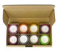 Paquete de 8 velas naturales de citronela, frascos de vidrio multicolor, mezcla de cera vegetal, mecha de algodón, 18 horas de combustión cada vela, sin parafina, sin plástico (8 Velas de Citronela)