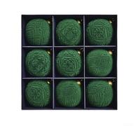 Paquete de 9 adornos de bolas de Navidad de terciopelo para colgar en el árbol de temporada y para decoración festiva del hogar o exhibición minorista (verde)