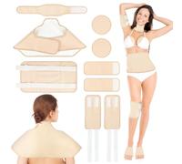 Paquete de 9 unidades de aceite de ricino orgánico reutilizable para hombros, cuello, pecho, cintura, rodillas, envoltura de aceite de ricino, almohadillas ajustables de compresión de aceite de