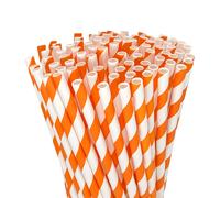 Paquete de 99, 6X150Mm de Papel Naranjas a Rayas de Tamaño Pequeño, Desechables para Té , Bebidas de Café y Decoraciones para Fiestas