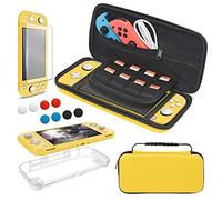 Paquete de accesorios 4 en 1 para Nintendo Switch Lite, funda de transporte más cubierta de la caja de TPU y protector de pantalla, kit de accesorios de viaje portátil para Switch Lite 2019 - amarillo
