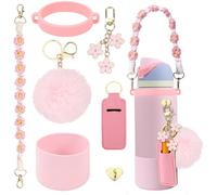 Paquete de accesorios compatibles con Owala: funda de silicona para botellas de 710 ml y 950 ml, abalorios, asa, correa, fondos de goma y complementos decorativos para tu botella de agua compatible