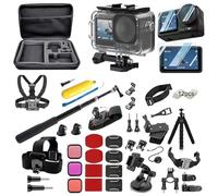 Paquete de accesorios de cámara de acción 47 en 1 para Action 4/3, incluye bolsa de almacenamiento de trípode flotante para cámara de acción, kit de transmisión en vivo para viajes bajo el agua