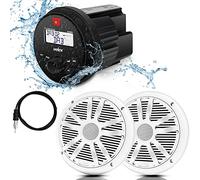 Paquete de Altavoces estéreo con Sistema de Audio Marino, Bluetooth, MP3, USB, Am, FM, estéreo, 2 Altavoces Blancos de 6.5 Pulgadas, Antena…