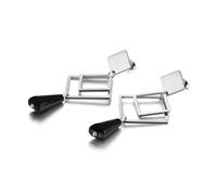 Paquete de aretes de tuerca para mujer, diseño de rombo hueco grueso con colgante de cristal de acero inoxidable, Acero inoxidable, No es una piedra preciosa