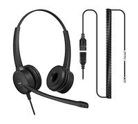 Paquete de auriculares profesionales Axtel Prime Duo con cable AXC-03 | Cancelación de ruido - Compatible con teléfonos IP de la serie Yealink T2, T4, T5