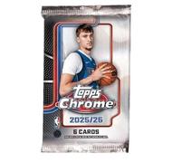 Paquete de baloncesto cromado Topps 2025-26, 6 tarjetas por paquete, sellado de fábrica