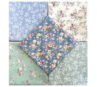 Paquete de banderines de tela para manualidades, diseño floral de rosas azules y verdes