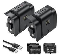 Paquete de batería recargable para driver Xbox, 2 baterías de 4800 mWh (2000 mAh) con cable de carga USB-C para Xbox Series S|X/Xbox One S/One X/One Elite juego de carga y juego remoto con 4 cubiertas