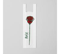 Paquete de Bolsas con Rosa Roja 30/19 x 80cm plástico asa camiseta con Rosa Roja reciclada 70% Galga 200