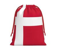 Paquete de bolsas de regalo reutilizables con estampado de bandera danesa, bolsas de regalo de vacaciones para mujeres, Navidad, cumpleaños, bolsas con cordón