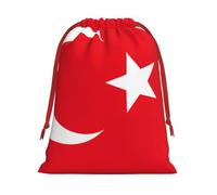 Paquete de bolsas de regalo reutilizables con estampado de bandera de Turquía, bolsas de regalo de vacaciones para mujeres, Navidad, cumpleaños, bolsas con cordón