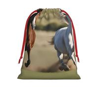 Paquete de bolsas de regalo reutilizables con estampado de caballos corriendo, bolsas de regalo de vacaciones para mujeres, Navidad, cumpleaños, bolsas con cordón