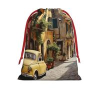 Paquete de bolsas de regalo reutilizables con estampado de calle italiana, bolsas de regalo para mujeres, Navidad, cumpleaños, bolsas con cordón