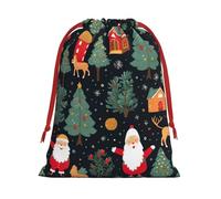 Paquete de bolsas de regalo reutilizables con estampado de ciervo y Papá Noel, bolsas de regalo de vacaciones para mujeres, Navidad, cumpleaños, bolsas con cordón