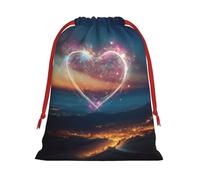 Paquete de bolsas de regalo reutilizables con estampado de corazón de estrella fugaz, bolsas de regalo de vacaciones para mujeres, Navidad, cumpleaños, bolsas con cordón