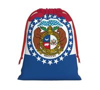 Paquete de bolsas de regalo reutilizables con estampado de la bandera del estado de Missouri, bolsas de regalo para mujeres, Navidad, cumpleaños, bolsas con cordón