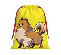 Paquete de bolsas de regalo reutilizables con estampado de perro Pomerania de dibujos animados, bolsas de regalo de vacaciones para mujeres, Navidad, cumpleaños, bolsas con cordón