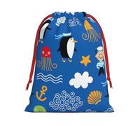 Paquete de bolsas de regalo reutilizables con estampado de tortuga de pingüino, bolsas de regalo para mujeres, Navidad, cumpleaños, bolsas con cordón