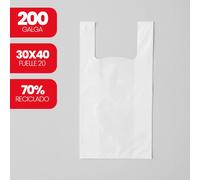 Paquete de Bolsas Plástico Asa Camiseta Reciclada 70% 30/20 x 40 cm - Galga 200 Anónima