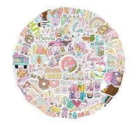 Paquete de calcomanías de vinilo con dibujos animados de conejo de Pascua impermeables para coche, teléfono, botella de agua, laptop, 50 unidades para niños y niñas