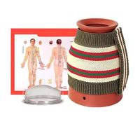 Paquete de calor Moxa, caja de moxa de cerámica de doble capa con cubierta, filtro y mapa de puntos de acupuntura, herramienta Gua Sha corporal a prueba de quemaduras, herramientas de masaje para mox