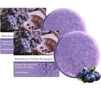 Paquete de champú y acondicionador en barra de arándanos, jabones naturales de arándanos, limpieza profunda e hidratación, cuidado para cabello seco y debilitado