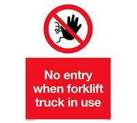 Paquete de cinco - No Entry When Forklift Truck In Use Sign - 150 x 200 mm - A5P