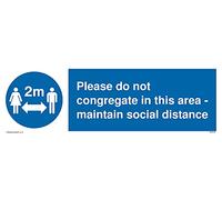Paquete de cinco - Please do not congregate in this areamaintain social distance with social distancing symbol Sign