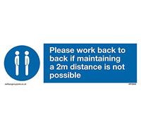 Paquete de cinco - Por favor, trabaja de nuevo con espalda si no es posible mantener una distancia de 2 m con símbolo obligatorio
