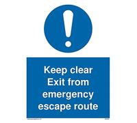 Paquete de cinco - Señal de salida de emergencia - 150 x 200 mm - A5P - Keep Clear Exit from Emergency Escape Route Sign - 15