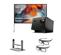 Paquete de Cine al Aire Libre Valerion：Proyector láser Triple Valerion VisionMaster Pro2 4K + Pantalla Exterior de 120" + Soporte de cardán + Gafas 3D
