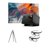 Paquete de Cine en casa Valerion：Proyector láser Triple Valerion VisionMaster Pro2 4K + Pantalla de 100" + trípode de Nogal + Gafas 3D