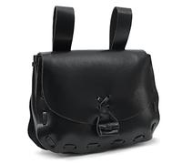 Paquete de cintura medieval, bolsa de cinturón de cuero vintage para trabajo a mano con cuerno LARP accesorios de disfraz renacentista para mujer, Black