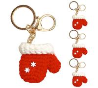 Paquete de Colgantes de Bolso navideño de Crochet: Cuatro pequeñas Figuras de Lana inspiradas en Papá Noel con un Acabado Artesanal de Creativo, una Encantadora selección de Accesorios Que aporta