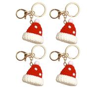 Paquete de colgantes de bolso navideño de crochet: cuatro pequeñas figuras de lana inspiradas en Papá Noel con un acabado artesanal de creativo, una encantadora selección de accesorios que aporta