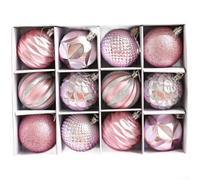 Paquete de doce adornos de bolas de Navidad de PVC galvanizado de 6 cm, diseñados para colgar y proporcionar un brillo para mejorar los ajustes navideños (polvo de 6 cm)