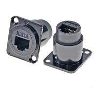 Paquete de dos conectores RJ45 D tipo D, fiable Cat6 hembra a hembra a través de enchufe para dispositivos domésticos inteligentes (negro)