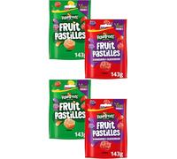 Paquete de dulces sabrosos con pastillas de frutas y fresa y grosella negra, bolsa de 143 g x 4 deliciosas bolsas de dulces de regalo para niños, textura suave y masticable, perfecta para regalar y
