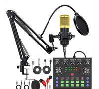 Paquete de equipo de podcast con tarjeta de sonido en vivo V8S, con juego de micrófonos, música