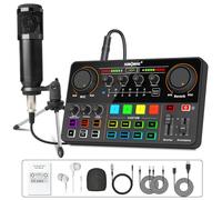 Paquete de equipo de podcast H500, estudio de grabación de micrófono condensador BM800, kit de inicio de micrófono de podcast de transmisión con cambiador de voz, interfaz de audio de tarjeta de