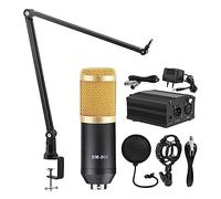 Paquete de Equipo de Podcast, Micrófono Studio V8 Tarjeta de Sonido Phantom Power Kits Bm800 Micrófono de Condensador for PC Grabación de computadora Karaoke Streaming(Gold Mic Kits 2)