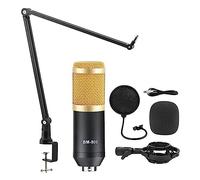 Paquete de Equipo de Podcast, Micrófono Studio V8 Tarjeta de Sonido Phantom Power Kits Bm800 Micrófono de Condensador for PC Grabación de computadora Karaoke Streaming(Gold Mic Kits 1)
