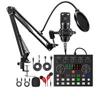 Paquete de equipo de podcast, paquete de micrófono de podcast BM800 con cambiador de voz V8s, paquete de estudio de grabación de micrófono de condensador para podcast, transmisión en vivo, canto, PC,