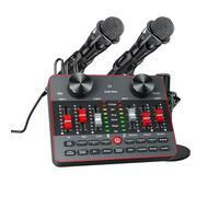 Paquete de equipo de podcast para 2 micrófonos Tiktok Video Content Creator, interfaz de audio, mezclador de DJ, tarjeta de sonido/micrófono de condensador para estudio, smartphone, PC, portátil