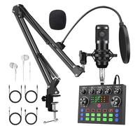 Paquete de equipo de podcast V8S+BM800, estudio de grabación de micrófono de condensador, kit de inicio de micrófono de podcast de transmisión con cambiador de voz, interfaz de audio de tarjeta de